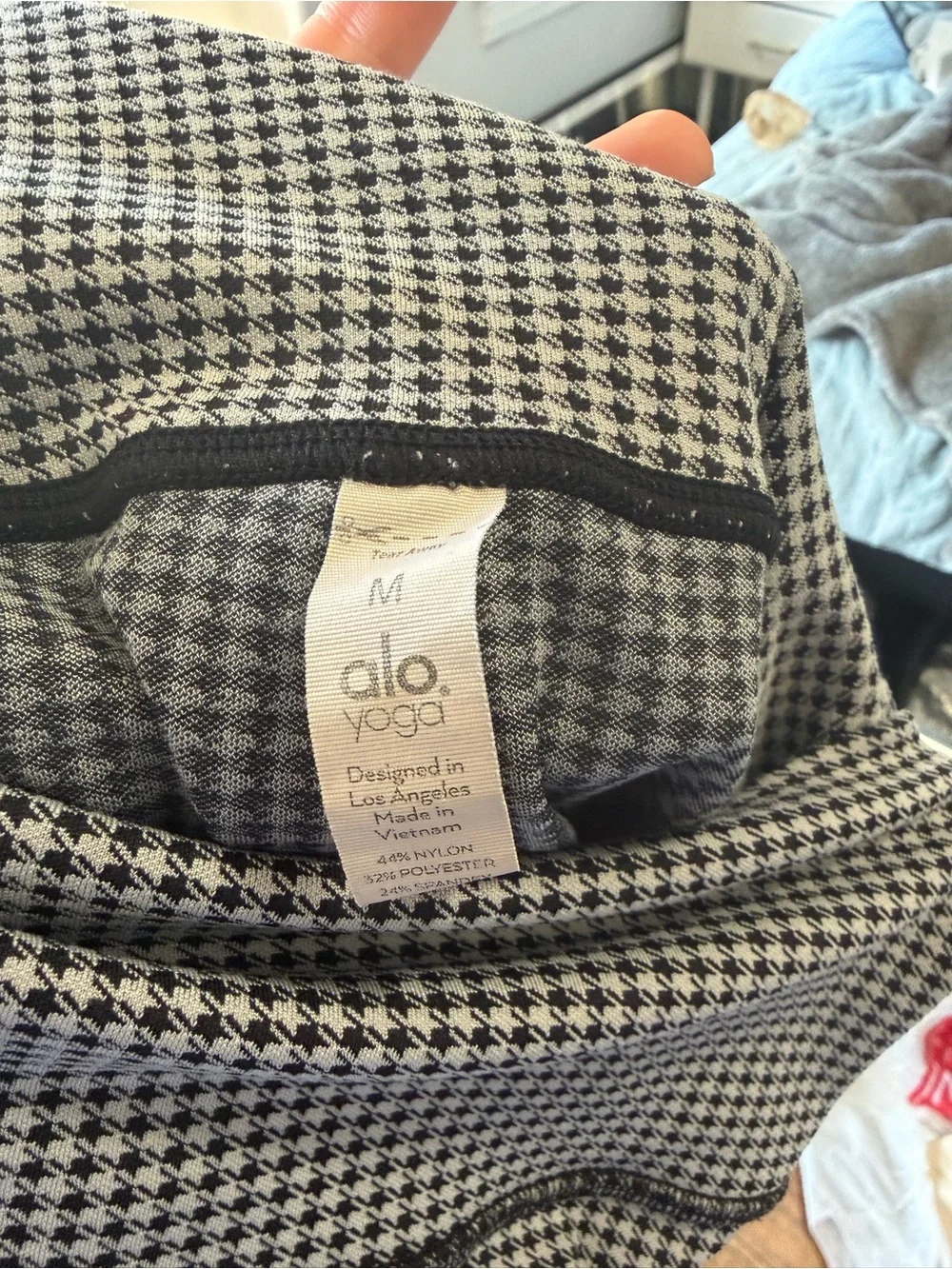 Alo Yoga Bike Shorts Houndstooth Black/Grey Size Medium